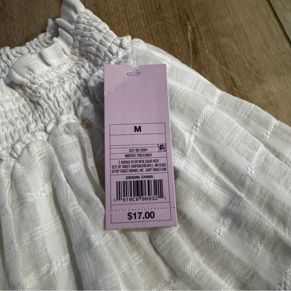 NWT Wild Fable white tiered flare lined mini skirt elastic waist patterned, M.